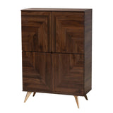 Baxton Studio Graceland Mid-Century Modern Transitional Walnut Brown Finished Wood Shoe Cabinet