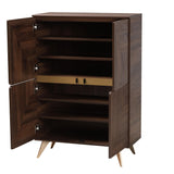 Baxton Studio Graceland Mid-Century Modern Transitional Walnut Brown Finished Wood Shoe Cabinet