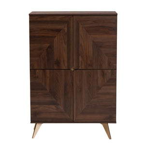 Baxton Studio Baxton Graceland Mid-Century Walnut Wood Shoe Cabinet with 18-Pair Storage and Stylish Design LV45SC4515WI-CLB-Shoe Cabinet