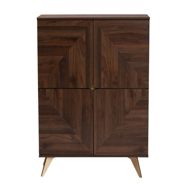 Baxton Studio Baxton Graceland Mid-Century Walnut Wood Shoe Cabinet with 18-Pair Storage and Stylish Design LV45SC4515WI-CLB-Shoe Cabinet