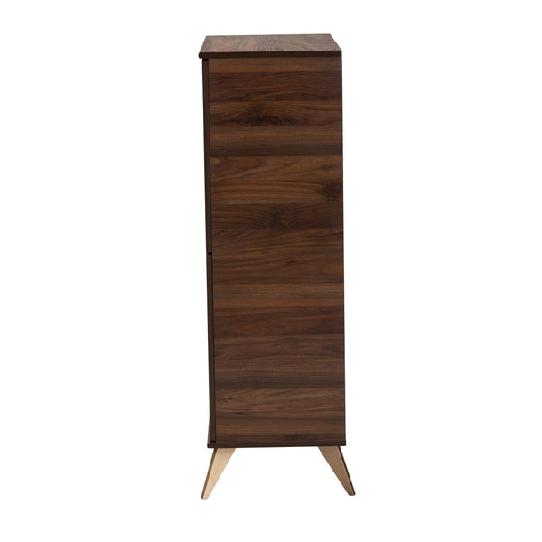 Baxton Studio Baxton Graceland Mid-Century Walnut Wood Shoe Cabinet with 18-Pair Storage and Stylish Design LV45SC4515WI-CLB-Shoe Cabinet