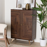 Baxton Studio Graceland Mid-Century Modern Transitional Walnut Brown Finished Wood Shoe Cabinet