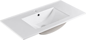 English Elm 36 Inch Ceramic Sink Vanity Top White Gloss Porcelain Integrated Basin with Overflow & Pre-Drilled Hole W1972P222771