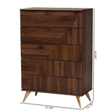 Baxton Studio Graceland Mid-Century Modern Transitional Walnut Brown Finished Wood 5-Drawer Storage Chest