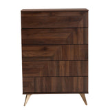 Baxton Studio Graceland Mid-Century Modern Transitional Walnut Brown Finished Wood 5-Drawer Storage Chest