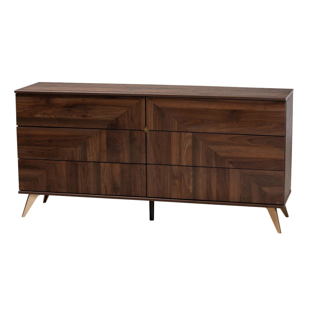 Baxton Studio Baxton Studio Graceland 6-Drawer Dresser in Walnut Brown - Mid-Century Modern Storage Solution LV45COD45231WI-CLB-6DW-Dresser