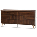 Baxton Studio Graceland Mid-Century Modern Transitional Walnut Brown Finished Wood 6-Drawer Dresser