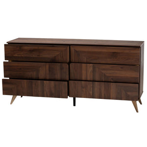 Baxton Studio Baxton Studio Graceland 6-Drawer Dresser in Walnut Brown - Mid-Century Modern Storage Solution LV45COD45231WI-CLB-6DW-Dresser