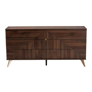 Baxton Studio Baxton Studio Graceland 6-Drawer Dresser in Walnut Brown - Mid-Century Modern Storage Solution LV45COD45231WI-CLB-6DW-Dresser