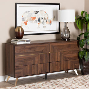 Baxton Studio Baxton Studio Graceland 6-Drawer Dresser in Walnut Brown - Mid-Century Modern Storage Solution LV45COD45231WI-CLB-6DW-Dresser