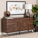 Baxton Studio Graceland Mid-Century Modern Transitional Walnut Brown Finished Wood 6-Drawer Dresser