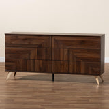 Baxton Studio Graceland Mid-Century Modern Transitional Walnut Brown Finished Wood 6-Drawer Dresser