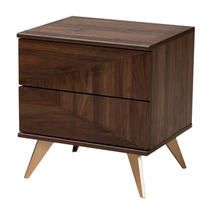 Baxton Studio Baxton Graceland Mid-Century Modern Nightstand with 2-Drawers in Walnut Brown - Stylish Storage Solution LV45ST4524WI-CLB-NS