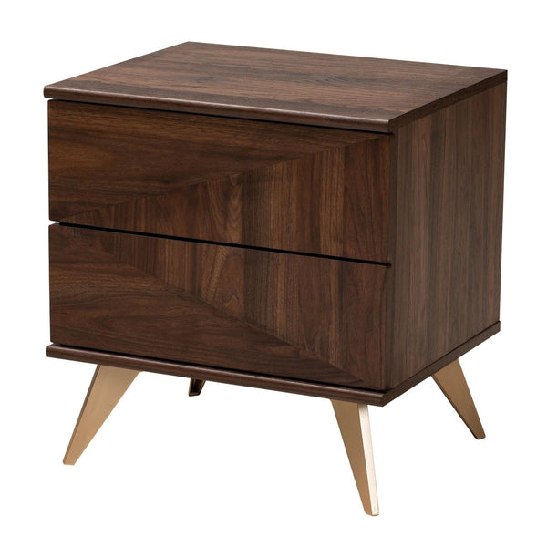 Baxton Studio Baxton Graceland Mid-Century Modern Nightstand with 2-Drawers in Walnut Brown - Stylish Storage Solution LV45ST4524WI-CLB-NS