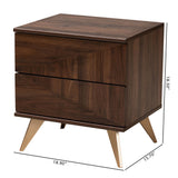 Baxton Studio Graceland Mid-Century Modern Transitional Walnut Brown Finished Wood 2-Drawer Nightstand