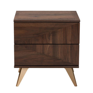 Baxton Studio Baxton Graceland Mid-Century Modern Nightstand with 2-Drawers in Walnut Brown - Stylish Storage Solution LV45ST4524WI-CLB-NS