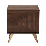 Baxton Studio Graceland Mid-Century Modern Transitional Walnut Brown Finished Wood 2-Drawer Nightstand