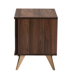 Baxton Studio Baxton Graceland Mid-Century Modern Nightstand with 2-Drawers in Walnut Brown - Stylish Storage Solution LV45ST4524WI-CLB-NS