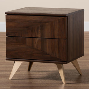 Baxton Studio Baxton Graceland Mid-Century Modern Nightstand with 2-Drawers in Walnut Brown - Stylish Storage Solution LV45ST4524WI-CLB-NS