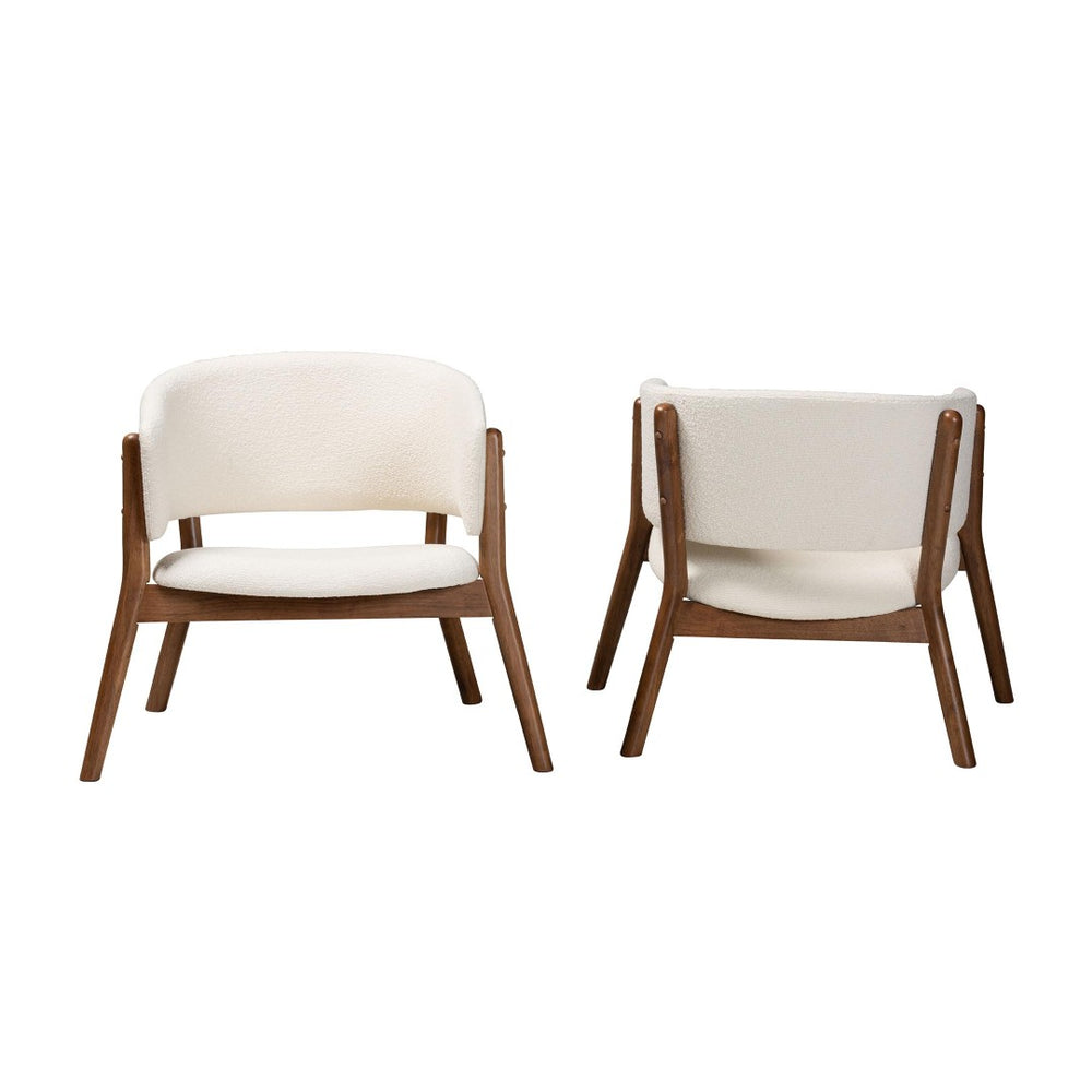 Baxton Studio Baxton Studio Baron Mid-Century Modern Boucle Accent Chair Set - Cozy, Stylish & Durable Design RDC794S-AC-Cream/Walnut-CC
