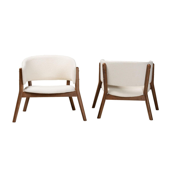 Baxton Studio Baxton Studio Baron Mid-Century Modern Boucle Accent Chair Set - Cozy, Stylish & Durable Design RDC794S-AC-Cream/Walnut-CC