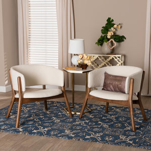 Baxton Studio Baxton Studio Baron Mid-Century Modern Boucle Accent Chair Set - Cozy, Stylish & Durable Design RDC794S-AC-Cream/Walnut-CC