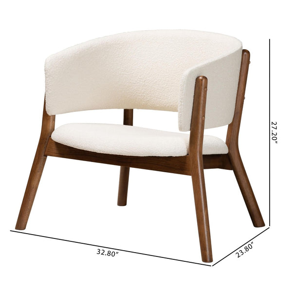 Baxton Studio Baxton Studio Baron Mid-Century Modern Boucle Accent Chair Set - Cozy, Stylish & Durable Design RDC794S-AC-Cream/Walnut-CC