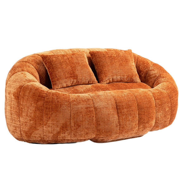 English Elm Bean Bean Bag Sofa High-Density Memory Foam Two-Seater Lounger High Back Chenille Cozy Support Orange W395P181437