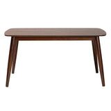 Baxton Studio Flora Mid-Century Modern Finished Wood Dining Table Walnut Brown Flora-Walnut/Crown Cut Veneer-DT