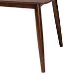 Baxton Studio Flora Mid-Century Modern Finished Wood Dining Table Walnut Brown Flora-Walnut/Crown Cut Veneer-DT