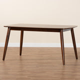 Baxton Studio Flora Mid-Century Modern Finished Wood Dining Table Walnut Brown Flora-Walnut/Crown Cut Veneer-DT