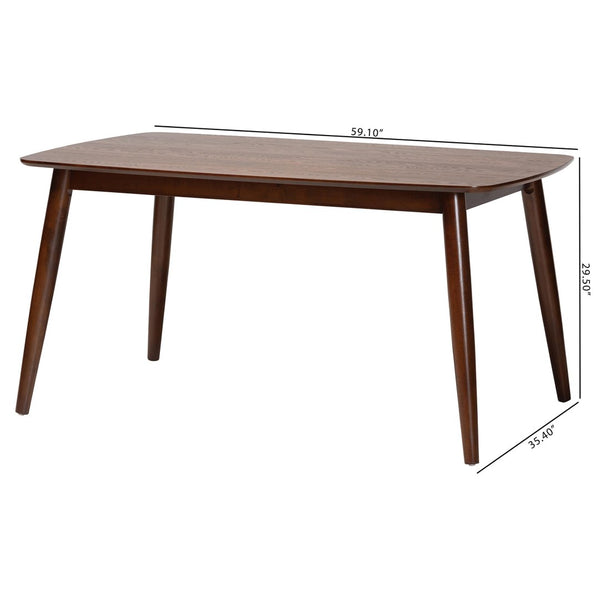 Baxton Studio Baxton Studio Flora Mid-Century Walnut Brown Dining Table for Elegant Gatherings & Daily Use Flora-Walnut/Crown Cut Veneer-DT