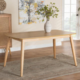 Baxton Studio Flora Mid-Century Modern Finished Wood Dining Table Natural Oak Flora-Natural Oak-DT