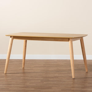 Baxton Studio Baxton Studio Flora Mid-Century Modern Dining Table – Natural Oak Finish, Durable & Stylish Design Flora-Natural Oak-DT