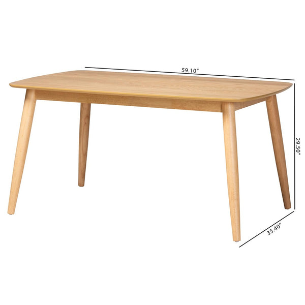 Baxton Studio Baxton Studio Flora Mid-Century Modern Dining Table – Natural Oak Finish, Durable & Stylish Design Flora-Natural Oak-DT