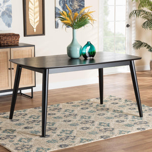 Baxton Studio Baxton Studio Flora Mid-Century Modern Black Wood Dining Table - Stylish, Durable & Seats 6! Flora-Black-DT