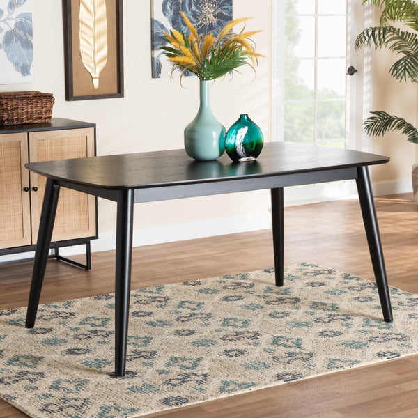 Baxton Studio Baxton Studio Flora Mid-Century Modern Black Wood Dining Table - Stylish, Durable & Seats 6! Flora-Black-DT