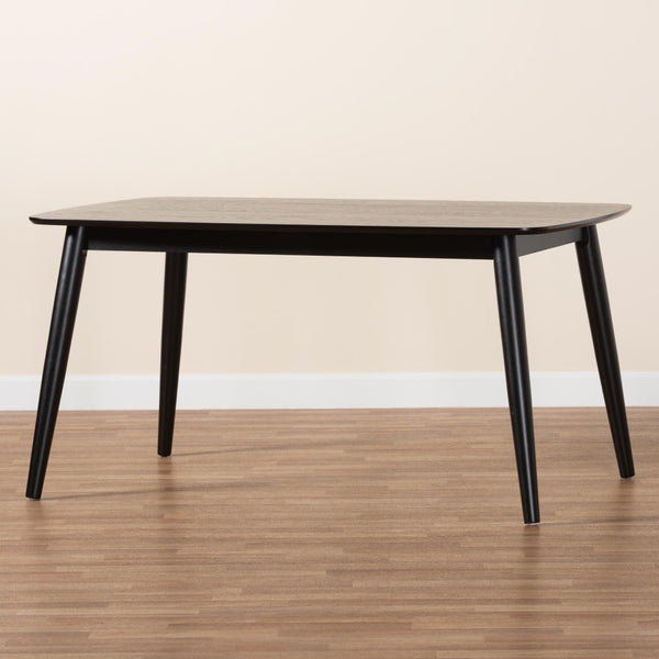 Baxton Studio Baxton Studio Flora Mid-Century Modern Black Wood Dining Table - Stylish, Durable & Seats 6! Flora-Black-DT
