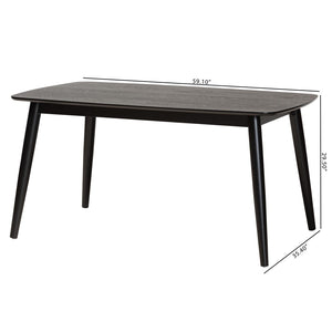 Baxton Studio Baxton Studio Flora Mid-Century Modern Black Wood Dining Table - Stylish, Durable & Seats 6! Flora-Black-DT