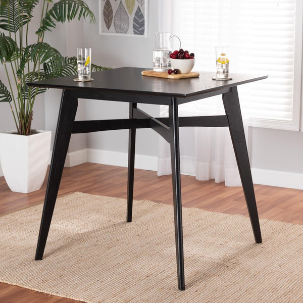 Baxton Studio Baxton Leena Mid-Century Modern Black Wood Counter Height Pub Table - Stylish & Durable Design Leena-Black-PT