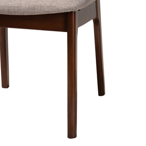 Baxton Studio Baxton Dannon 7-Piece Mid-Century Dining Set in Grey Fabric & Walnut Finish for Stylish Gatherings CS001C-Walnut/Light Grey-7PC Dining Set