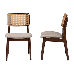 Baxton Studio Baxton Studio Dannon Mid-Century Modern Grey Fabric Dining Chair Set with Walnut Brown Frame CS001C-Walnut/Light Grey-DC-2PK