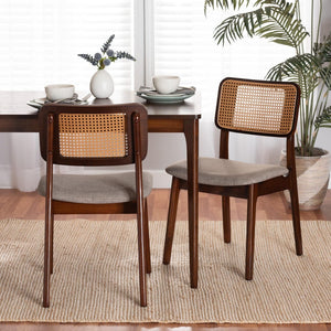 Baxton Studio Baxton Studio Dannon Mid-Century Modern Grey Fabric Dining Chair Set with Walnut Brown Frame CS001C-Walnut/Light Grey-DC-2PK