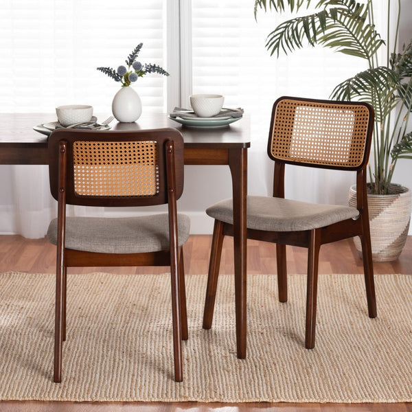 Baxton Studio Baxton Studio Dannon Mid-Century Modern Grey Fabric Dining Chair Set with Walnut Brown Frame CS001C-Walnut/Light Grey-DC-2PK