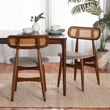 Baxton Studio Tarana Mid-Century Modern Finished Wood 2-Piece Dining Chair Set Grey/Walnut Brown/Light Brown CS002C-Walnut/Light Grey-DC-2PK