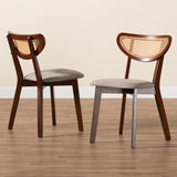 Baxton Studio Dannell Mid-Century Modern Grey Fabric and Walnut Brown Finished Wood Dining Chair