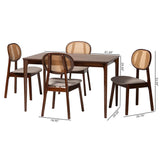 Baxton Studio Darrion Mid-Century Modern Finished Wood Dining Set Grey/Walnut Brown/Light Brown CS004C-Walnut/Light Grey-5PC Dining Set