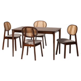 Baxton Studio Darrion Mid-Century Modern Finished Wood Dining Set Grey/Walnut Brown/Light Brown CS004C-Walnut/Light Grey-5PC Dining Set