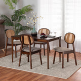 Baxton Studio Darrion Mid-Century Modern Finished Wood Dining Set Grey/Walnut Brown/Light Brown CS004C-Walnut/Light Grey-5PC Dining Set