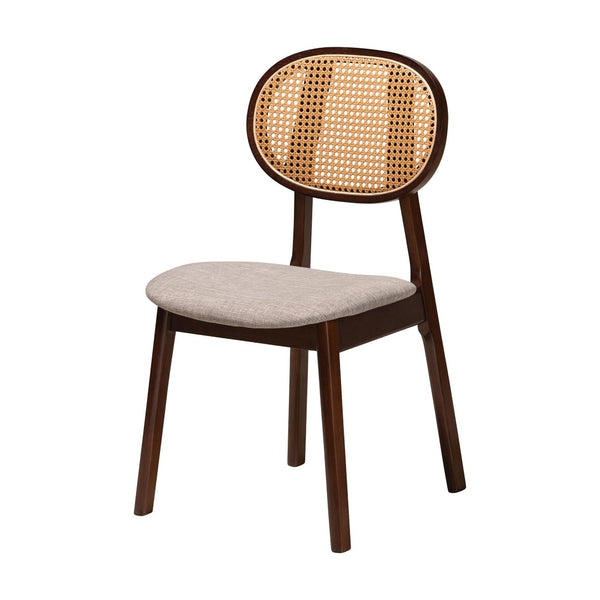 Baxton Studio Baxton Darrion 7-Piece Mid-Century Dining Set with Grey Fabric Chairs & Walnut Brown Table Finish CS004C-Walnut/Light Grey-7PC Dining Set